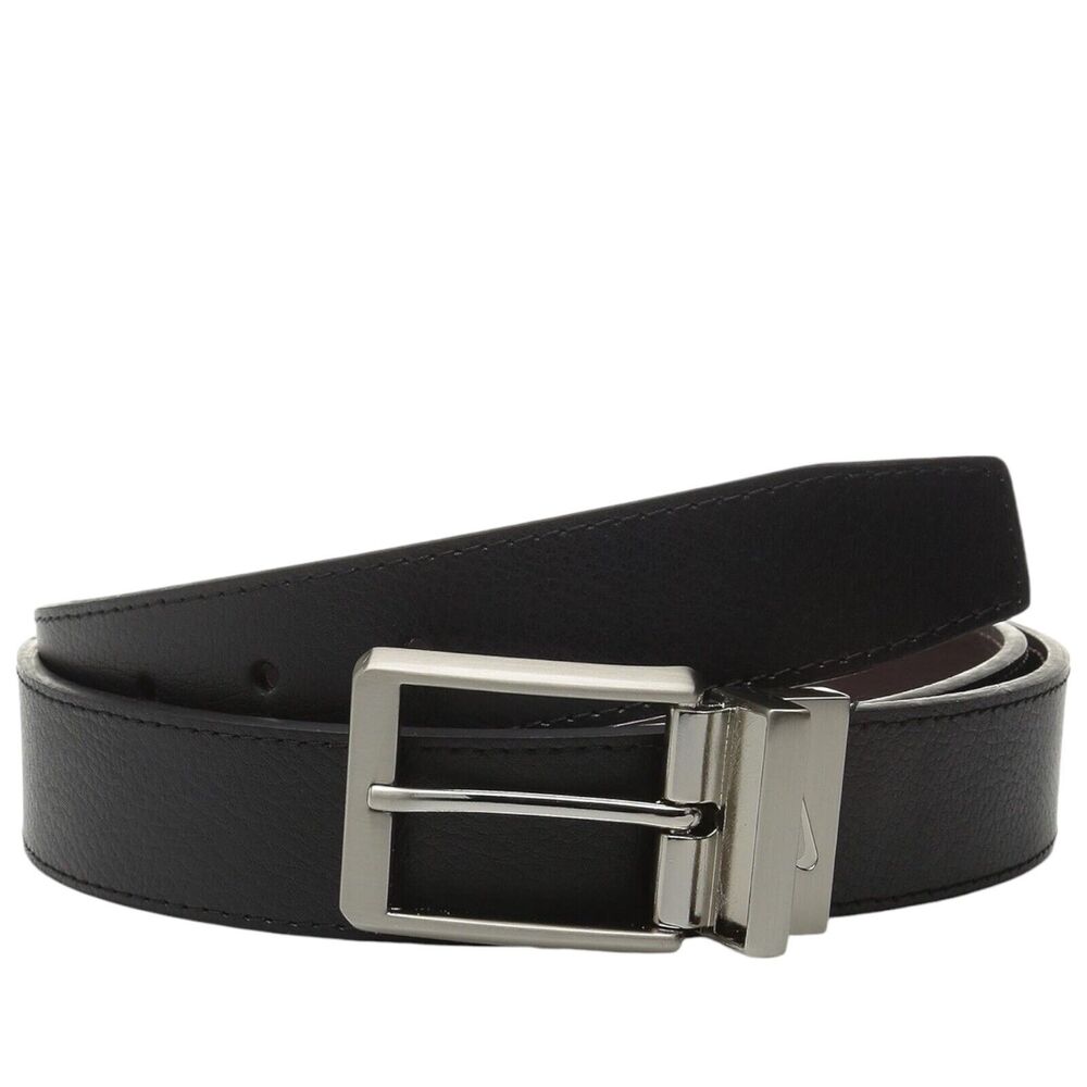 Nike Men's Reversible Beltβ Black Gray Silver Buckle Adjustable Casual Dress